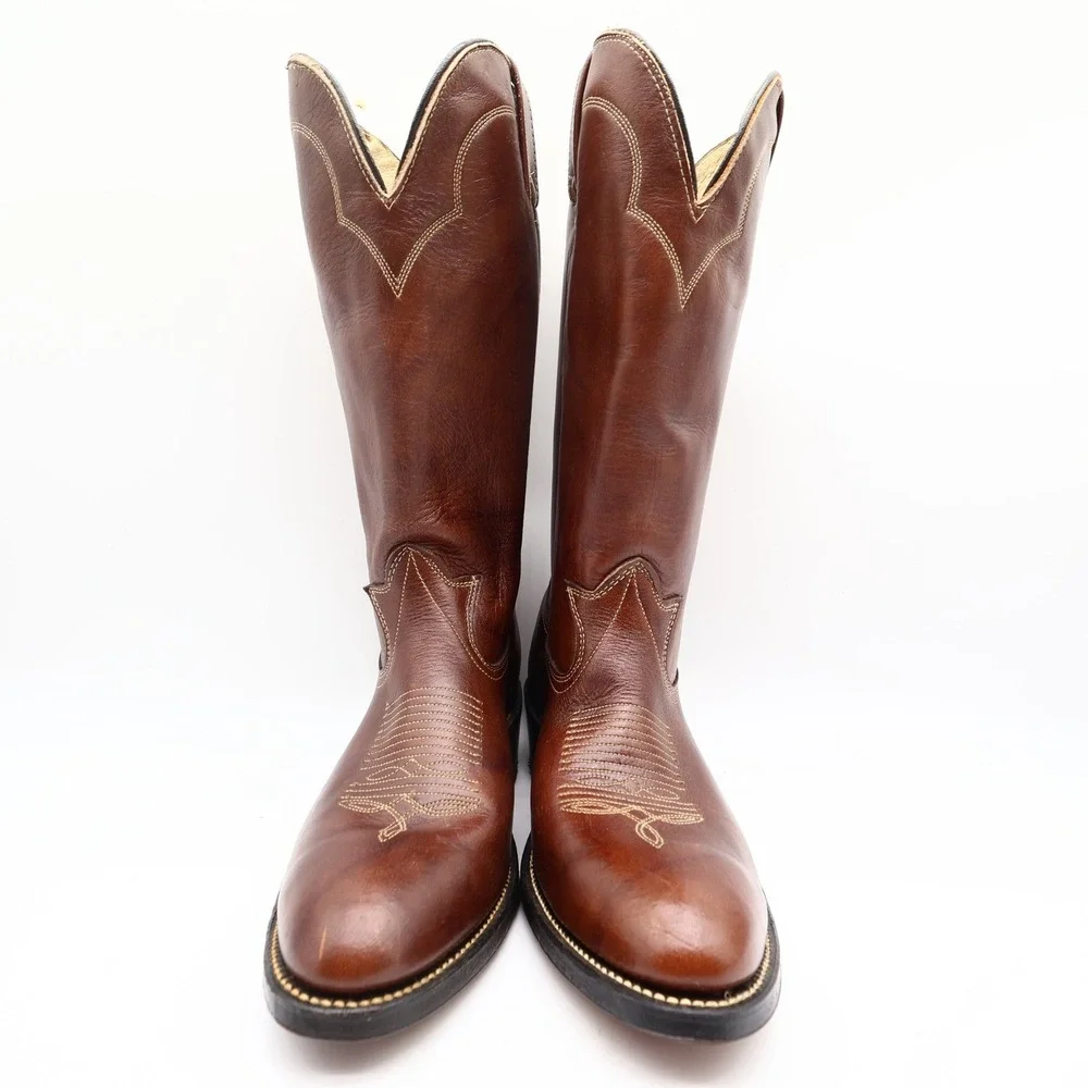 Laredo Vintage 90s Western Boots Mens 9 D Chocolate Brown Leather 2723 NIB
